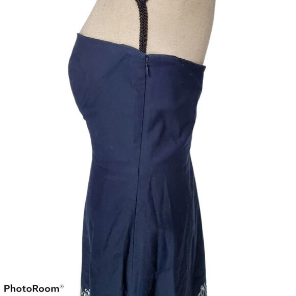 Loft Cotton Strapless Navy Midi Dress - Picture 5 of 9